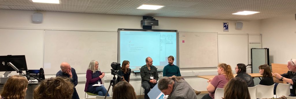 Members of the team including CEO Mark Evans and Archaeologist Cornelius Barton speak at Waterloo Uncovered's panel at the Theoretical Archaeology Group Conference